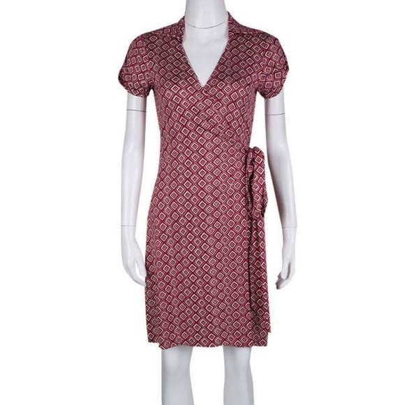 Diane Von Furstenberg Jilda Wrap Silk Dress Magenta Size 2 - Picture 2 of 9